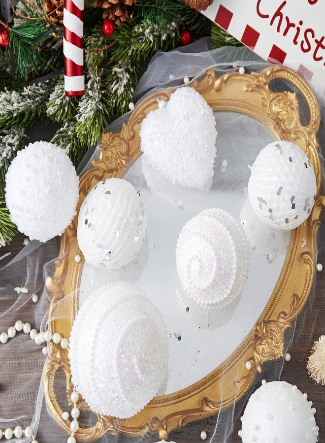 Munansli White Christmas Ball Ornaments, Christmas Ball Decorations Shatterproof Plastic Hanging Pearl Balls for Holiday Party(70mm/2.76", 12ct) - Image 3
